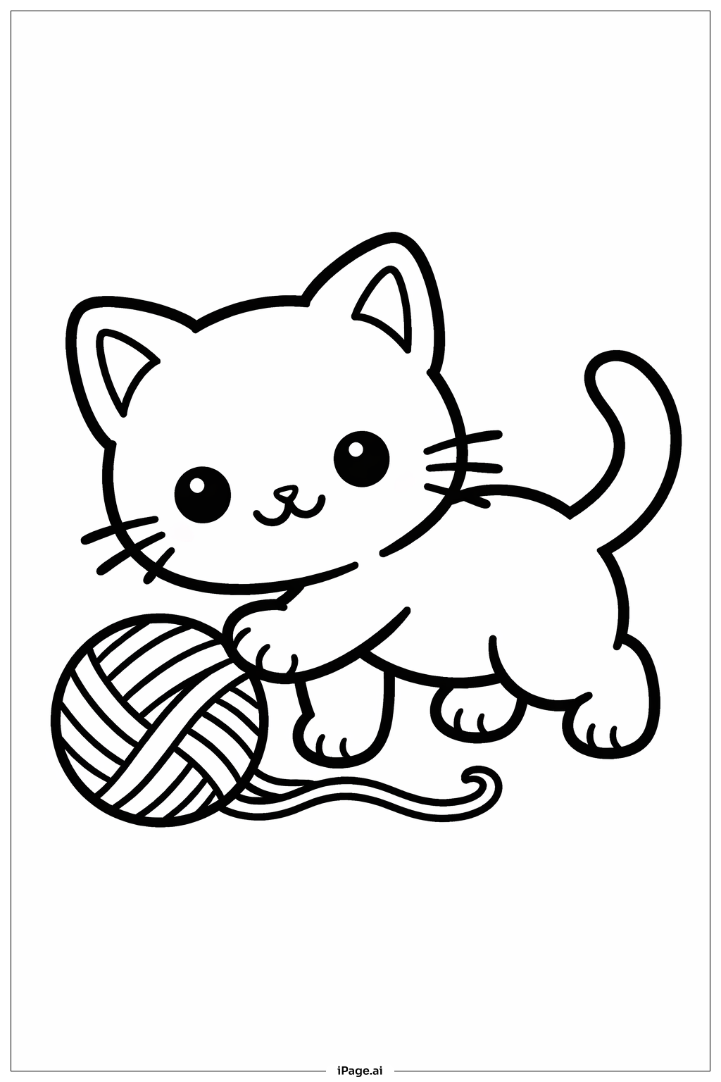 Trang tô màu Chú Mèo Dễ Thương Chơi Với Dây Len