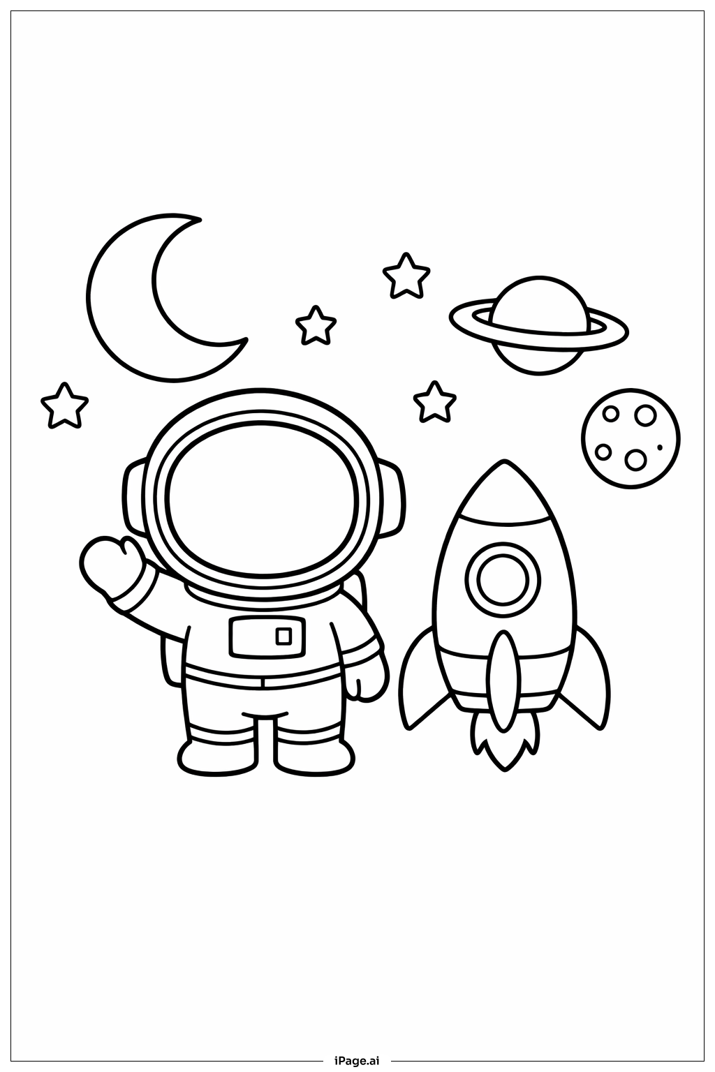 Trang tô màu Cuộc Phiêu Lưu Không Gian Dễ Thương