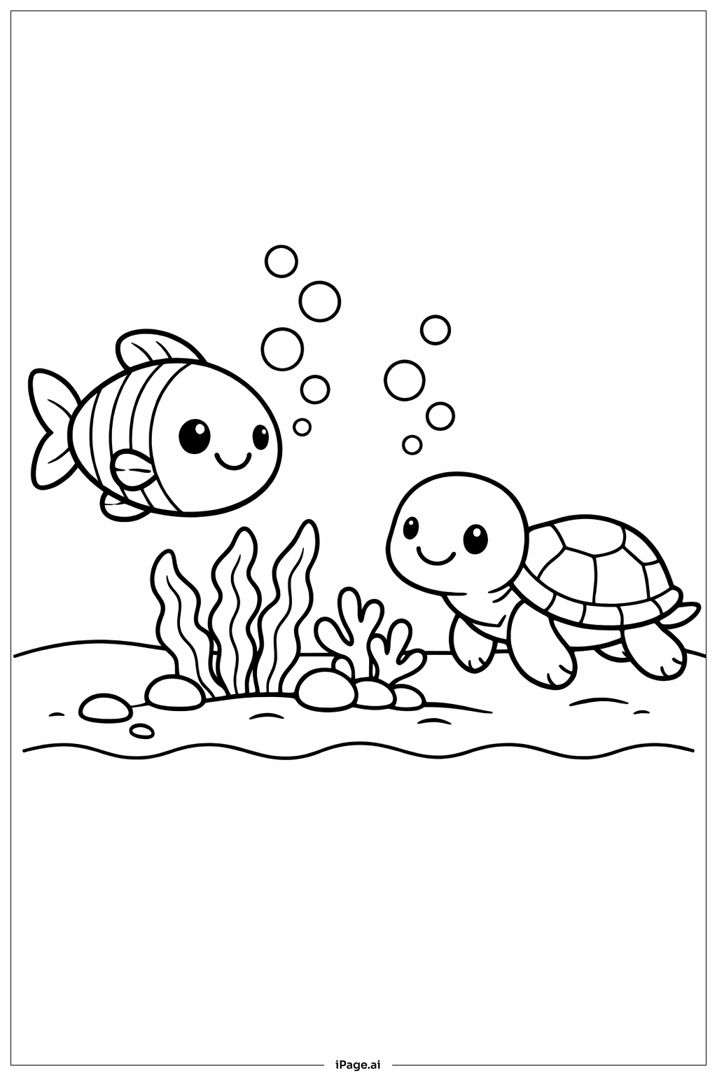 Trang tô màu Những Người Bạn Dưới Biển Dễ Thương