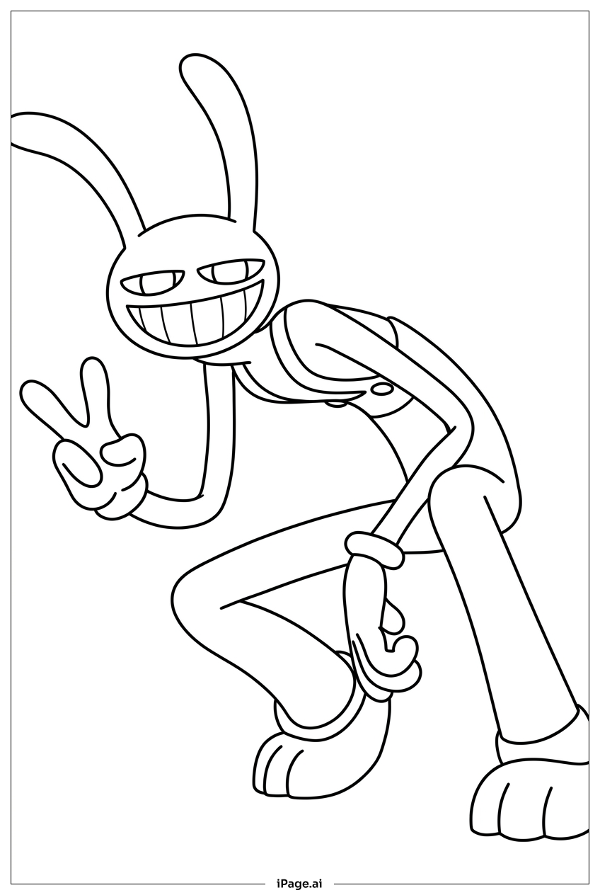 ザ・アメイジング・デジタル・サーカス バニー ピースポーズの塗り絵ページ