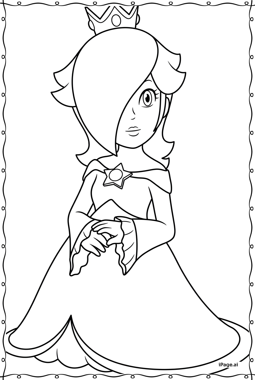  Rosalina Sitting Gracefully In Royal Gown Coloring Page 
