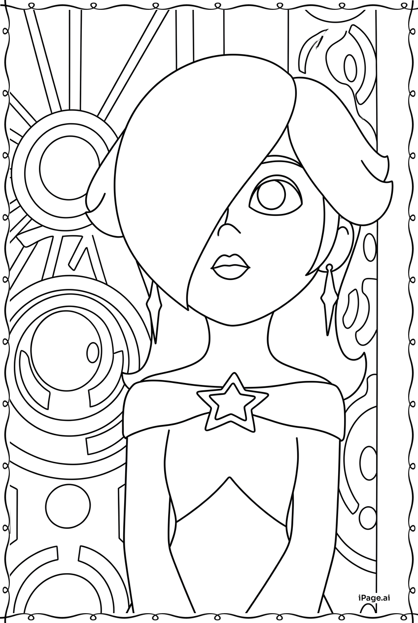  Rosalina Gazing Before Cosmic Patterned Gate Coloring Page 
