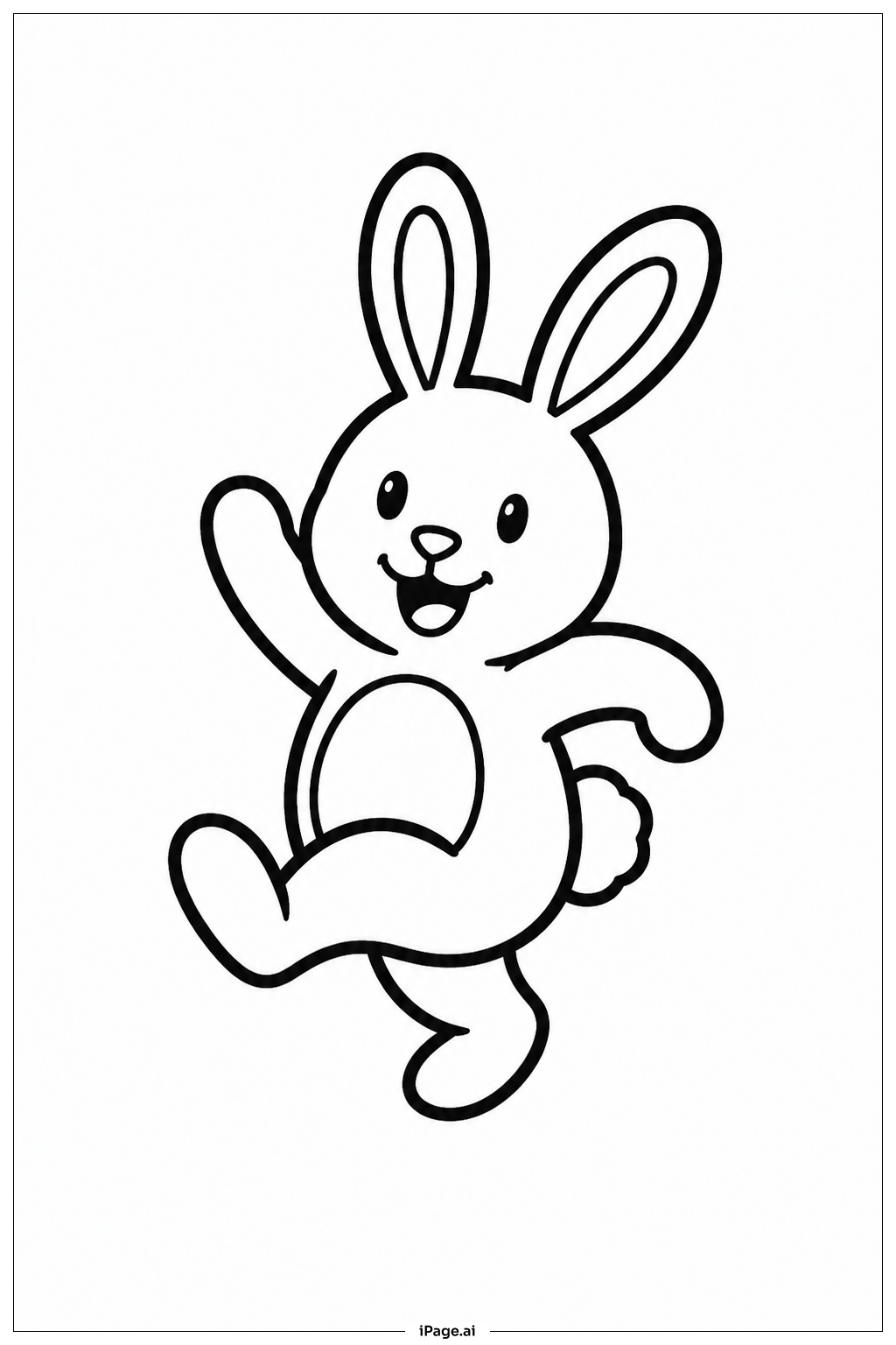 踊るウサギの塗り絵ページ
