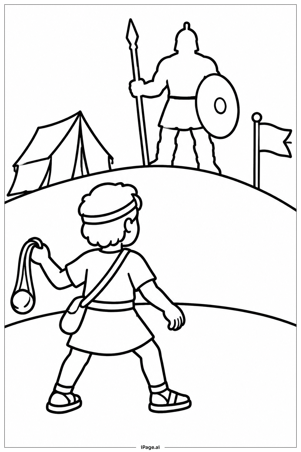 ダビデとゴリアテの塗り絵ページ