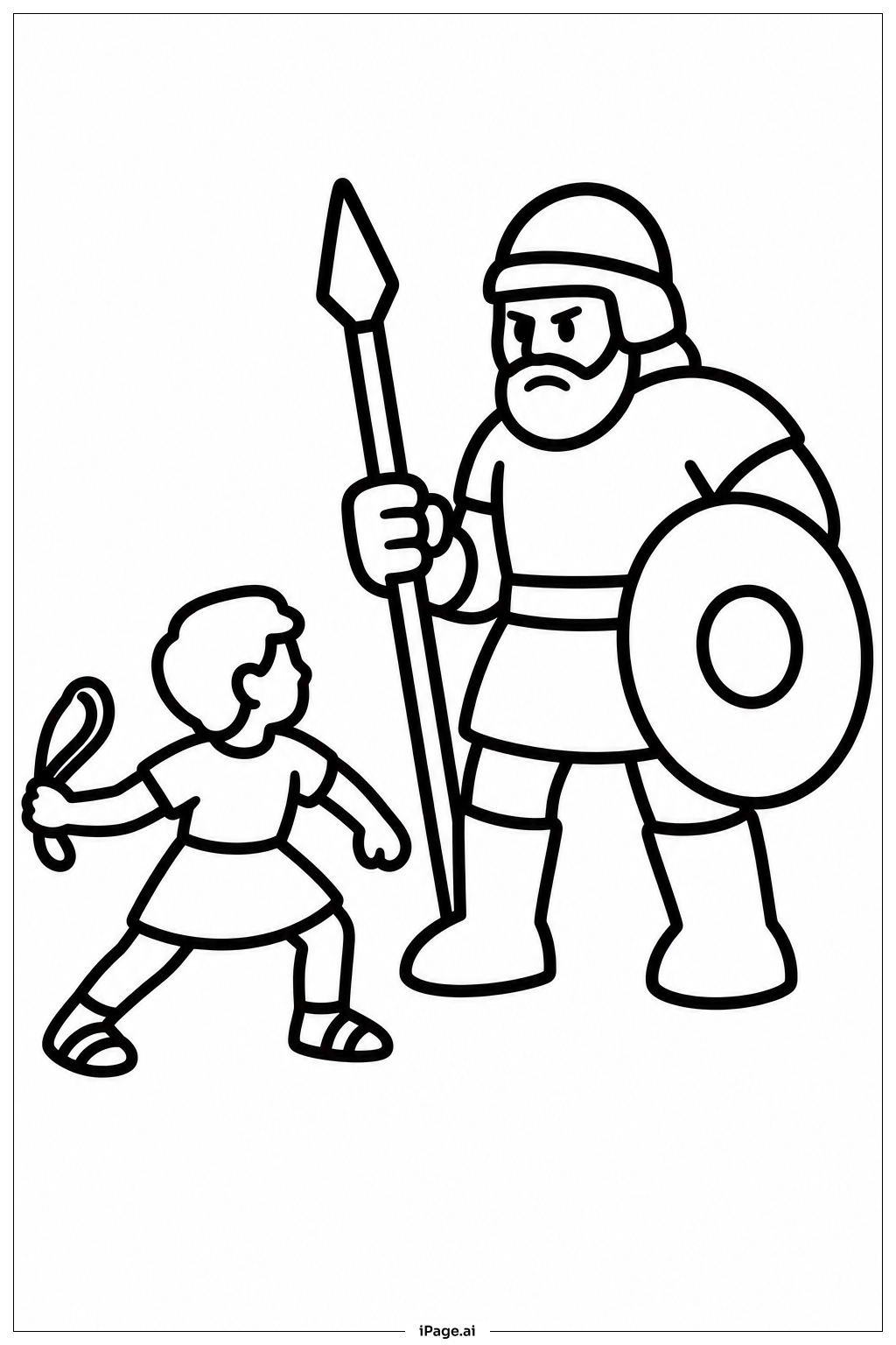 ダビデとゴリアテの塗り絵ページ
