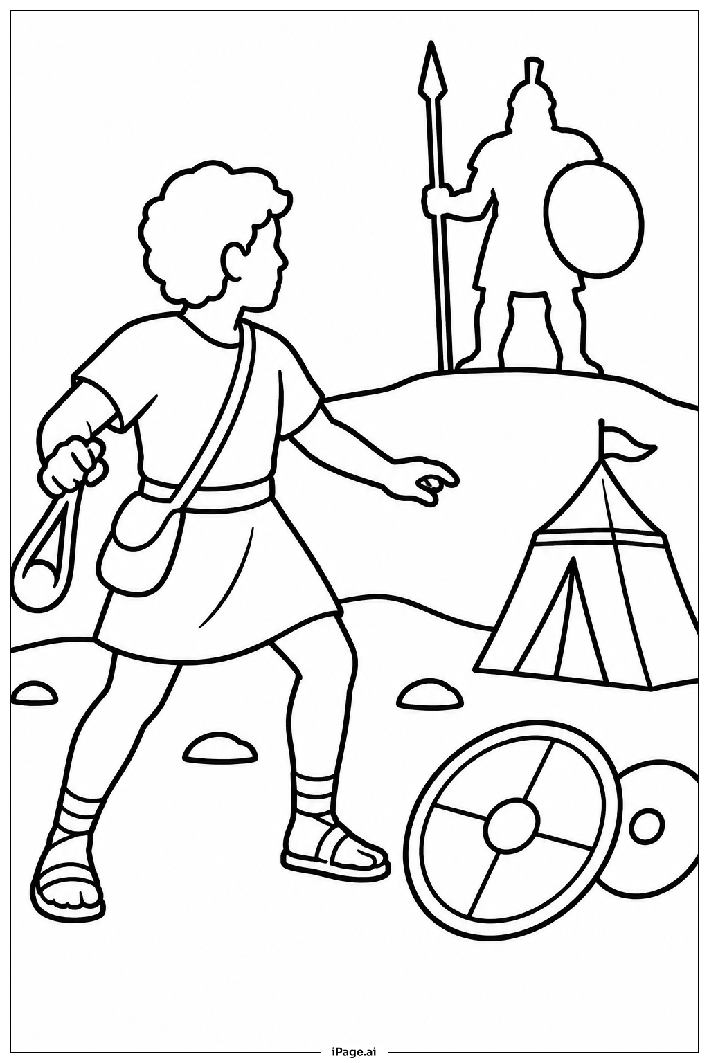 Page de coloriage David And Goliath Simple Battlefield