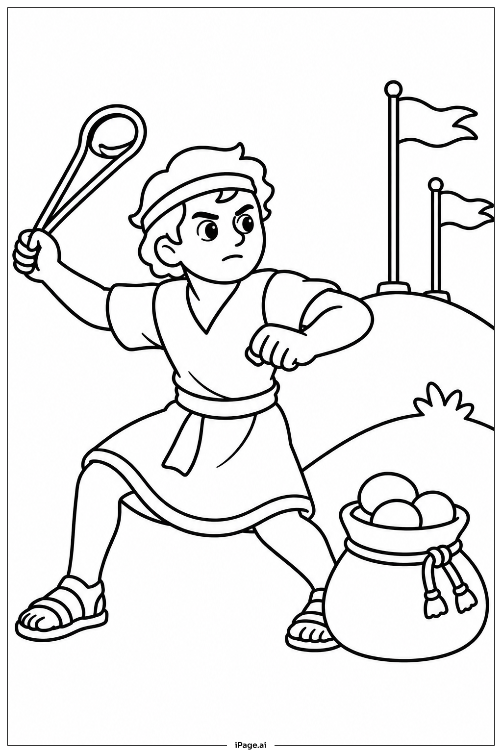 Page de coloriage David And Goliath Sling Pullback