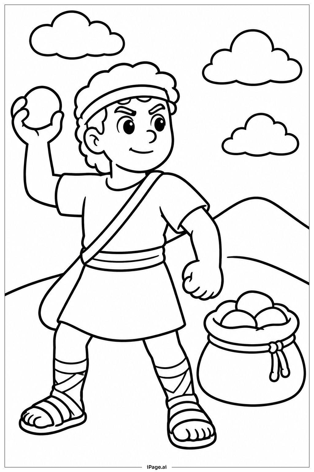 ダビデとゴリアテの塗り絵ページ