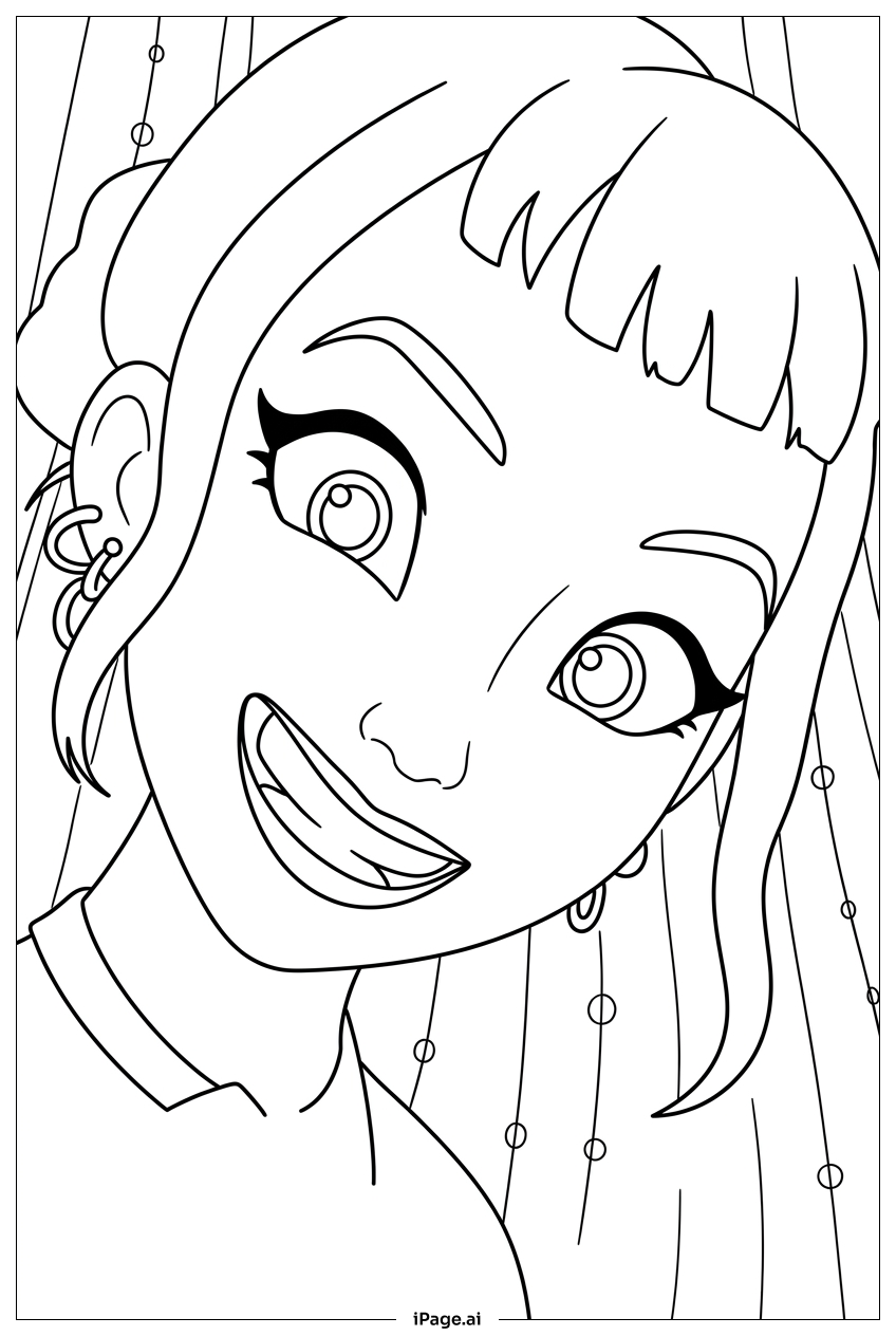  Kpop Demon Hunters cheerful idol beneath lights Coloring Page 
