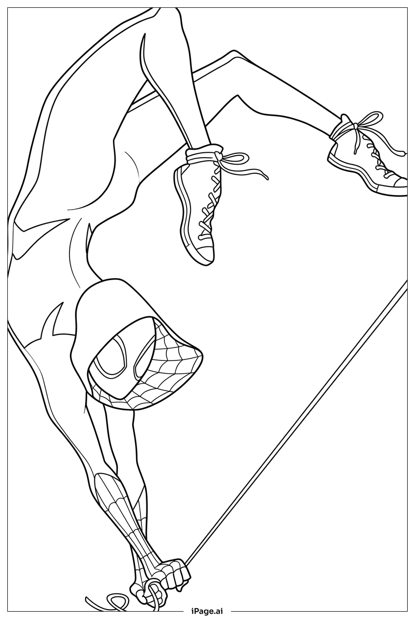 Spider Gwen swings upside-down with acrobat grace