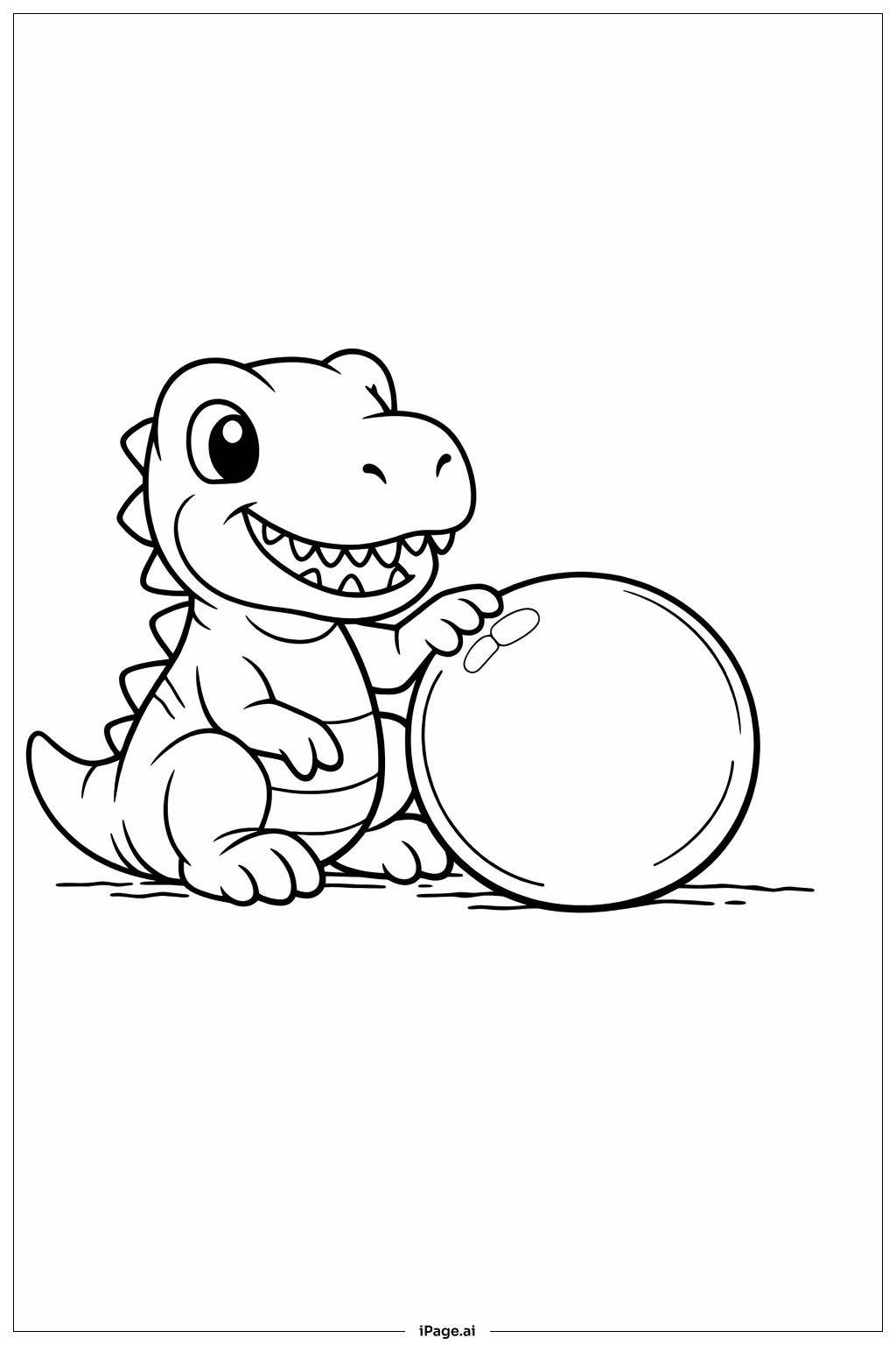 Dinosaur And Ball Coloring Page