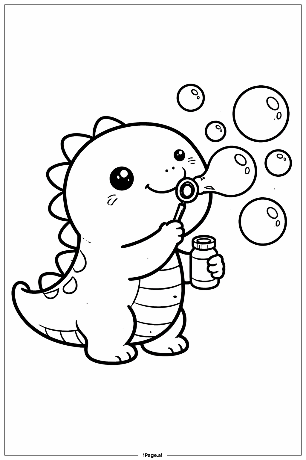 Dinosaur Blowing Bubbles Coloring Page