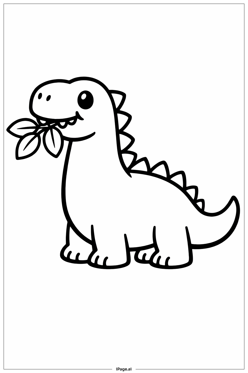 Dinosaur Eating Leaves Coloring Page