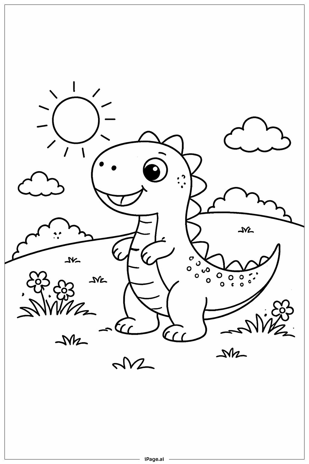 Dinosaur In Park Coloring Page