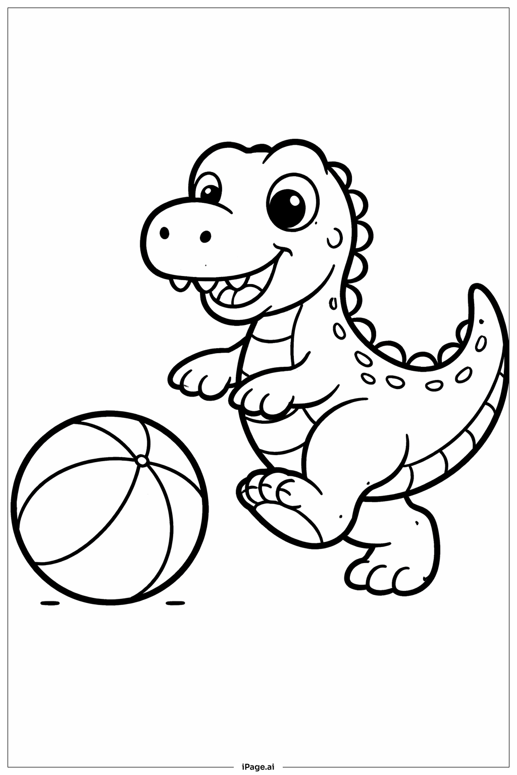 Dinosaur Playing Ball Coloring Page
