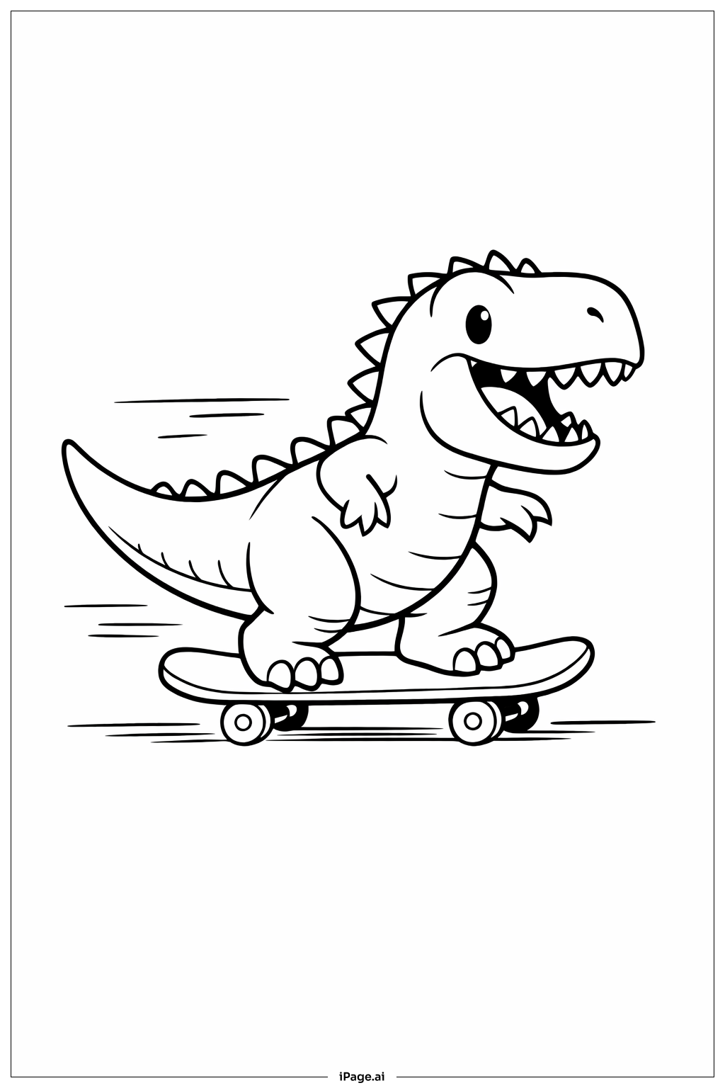 Dinosaur Riding Skateboard Coloring Page