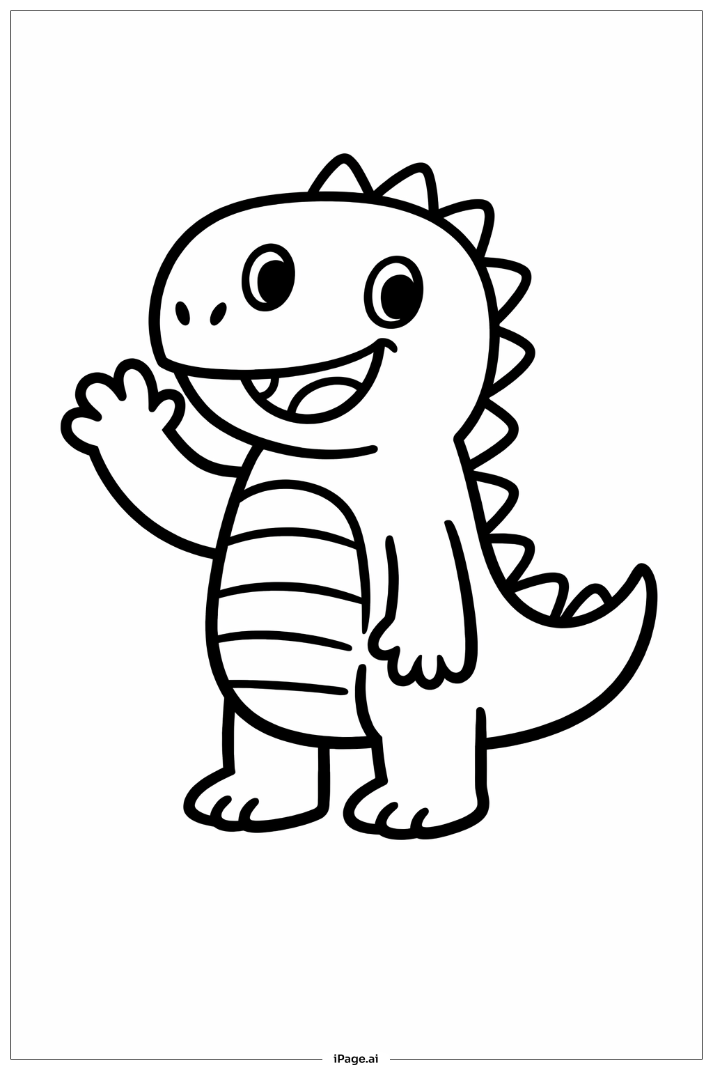 Dinosaur Waving Coloring Page