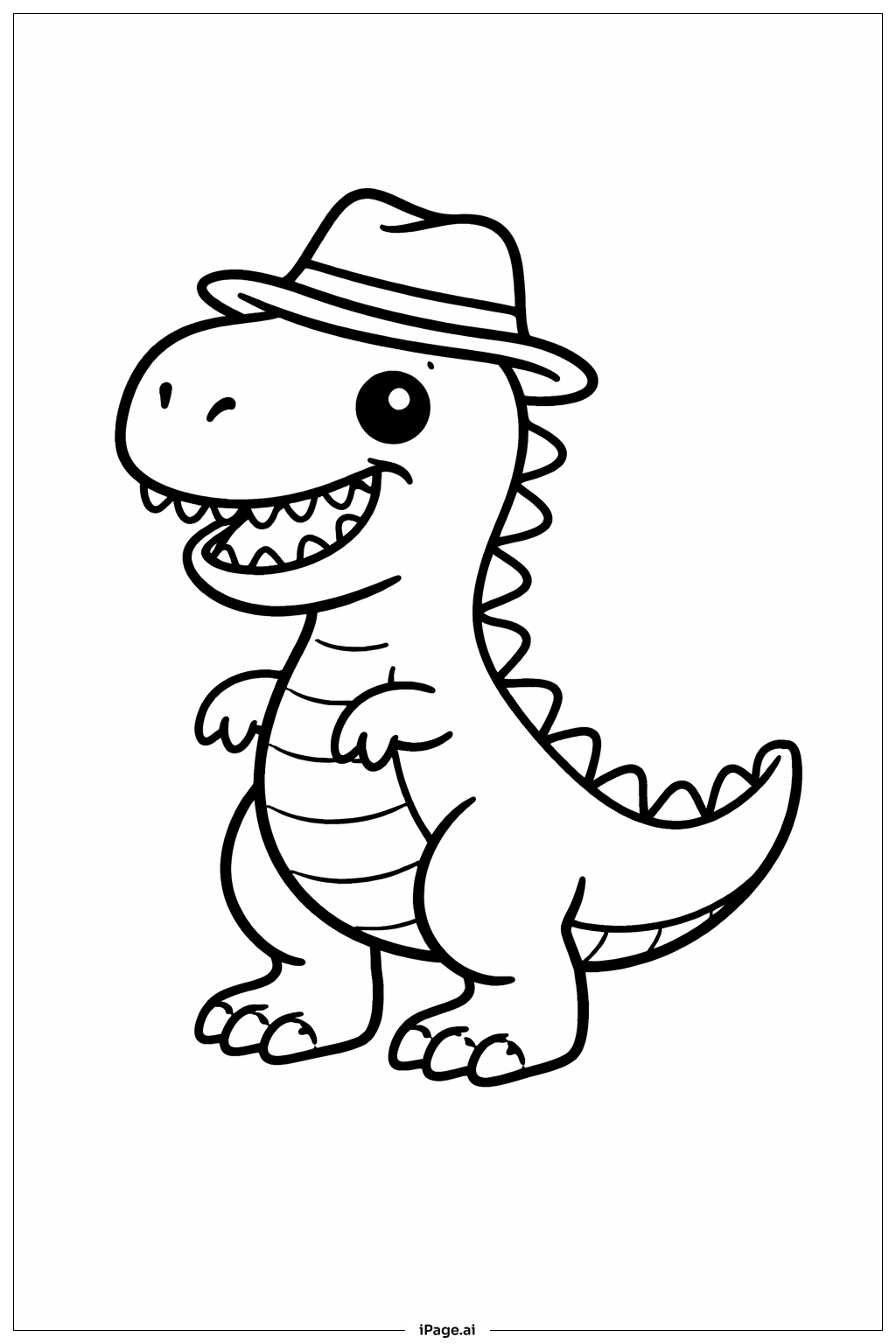 Dinosaur Wearing Hat Coloring Page
