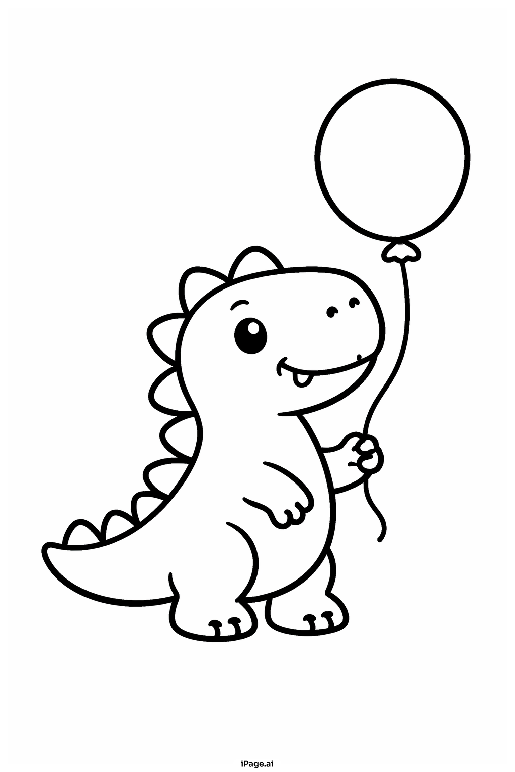 Dinosaur With Balloon Coloring Page