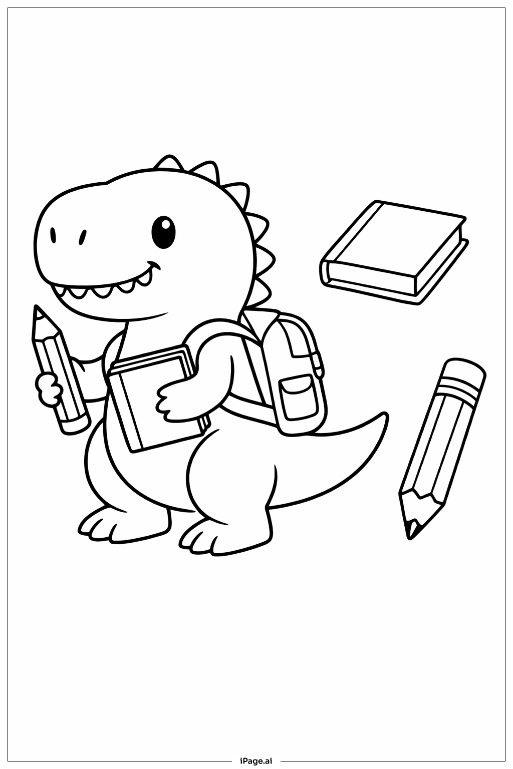 Dinosaur With School Supplies