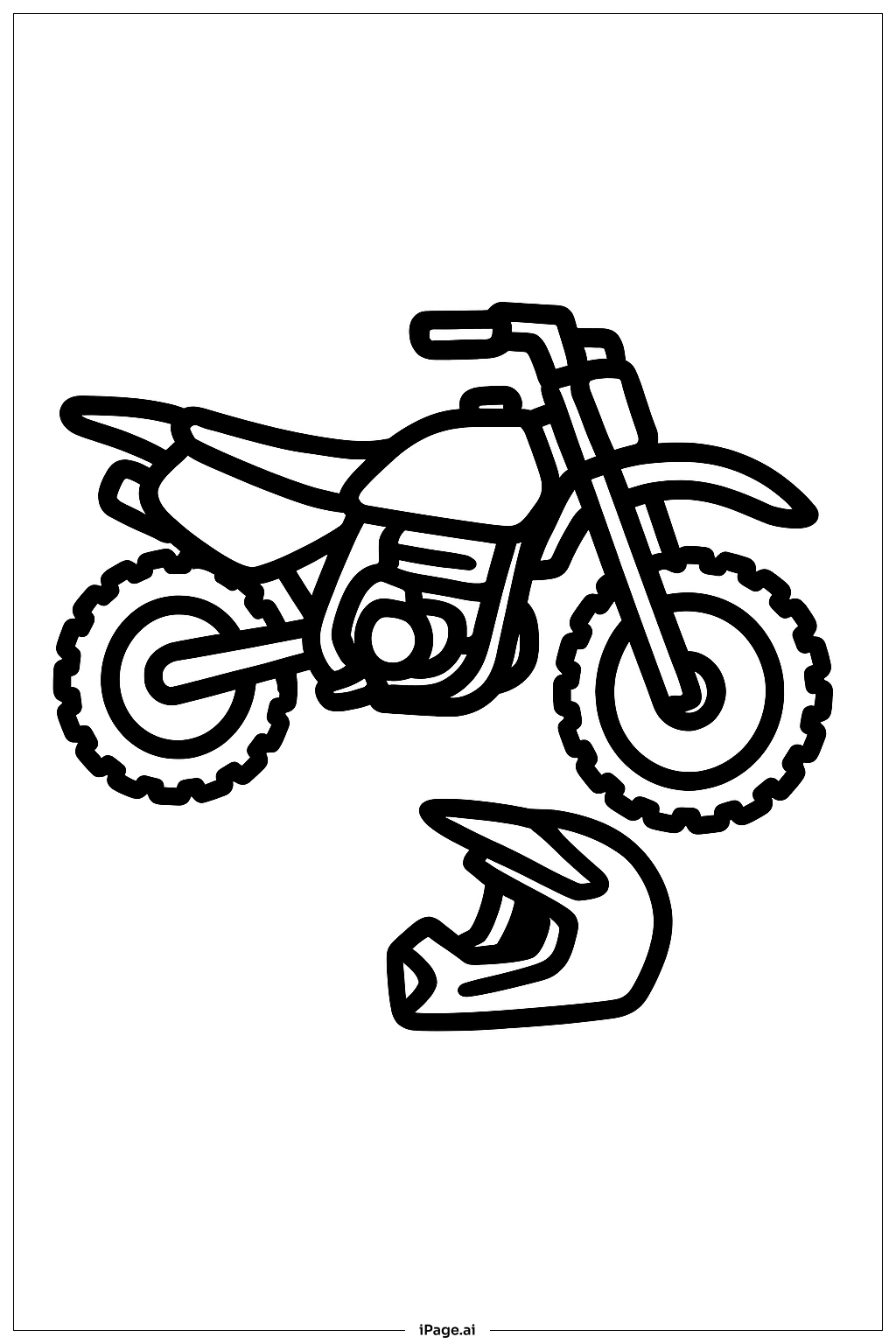  Página para colorir de Moto Cross e Capacete 