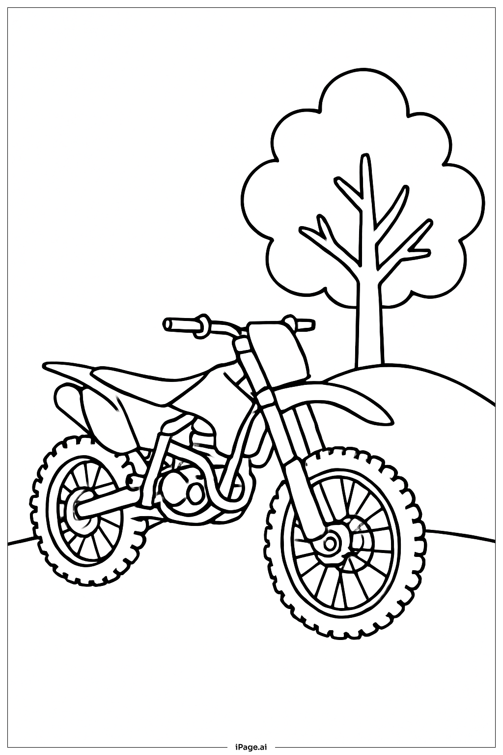 越野機車與樹木著色頁 