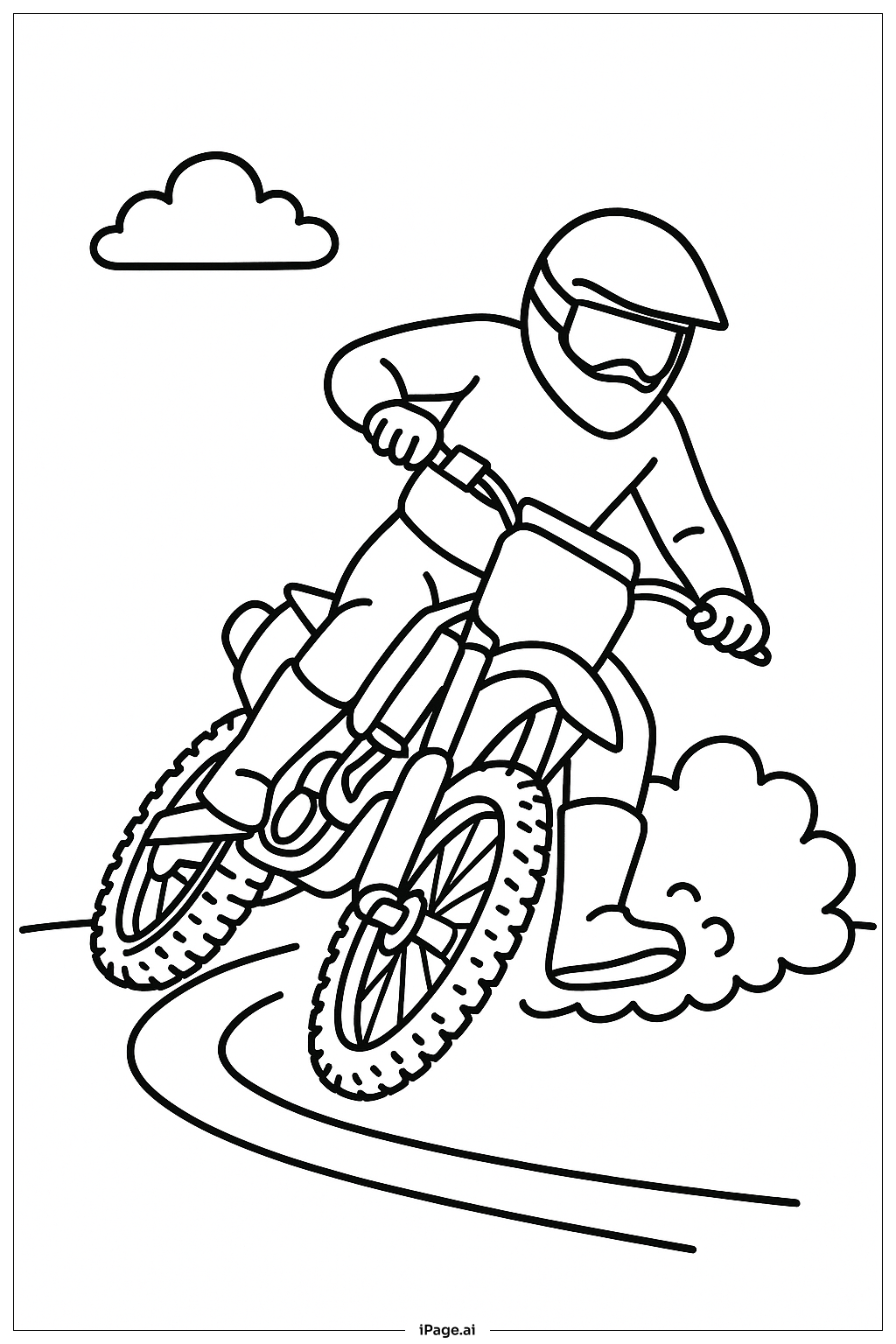  Página para colorir de Curva de Moto Cross 