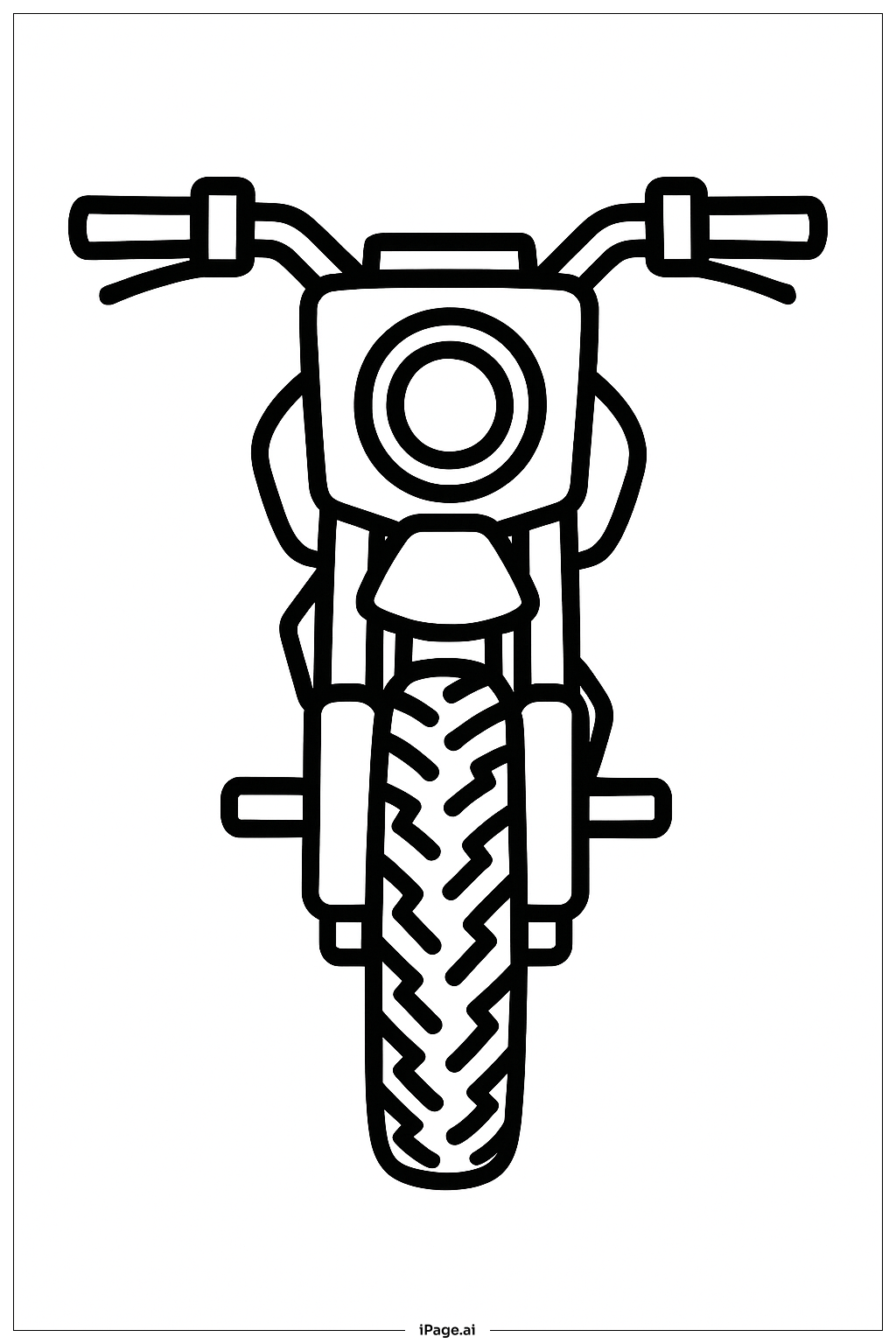  越野摩托車正面圖著色頁 