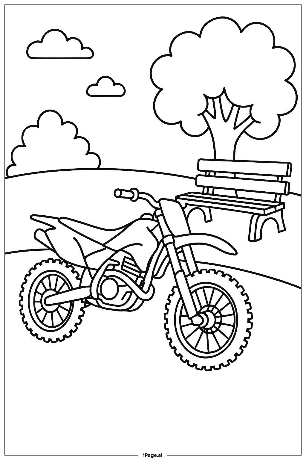  Página para colorir de Motocross no Parque 