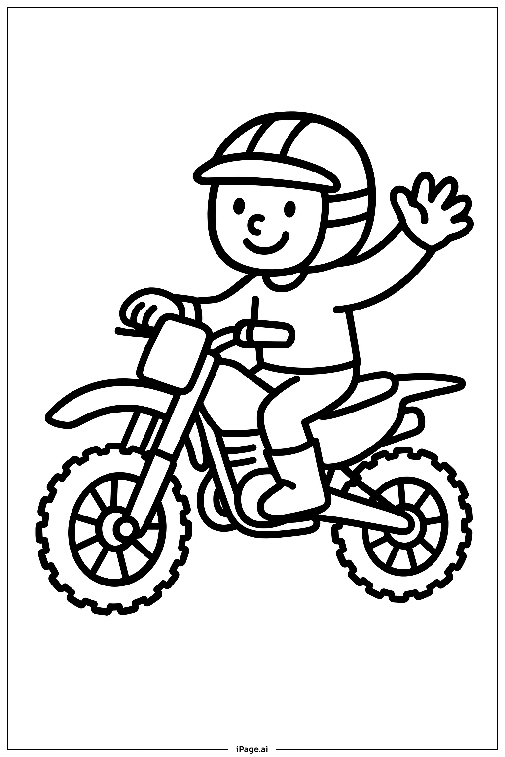  Página para colorir de Piloto Sorridente de Motocross 