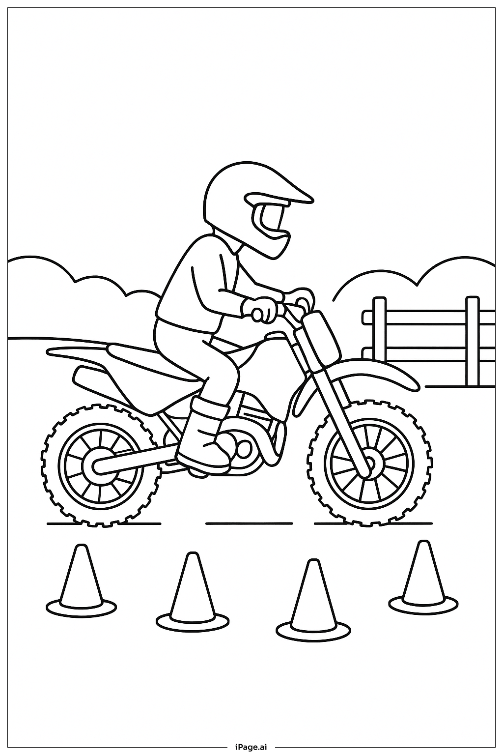  Página para colorir de Cena de Treinamento de Moto Off-Road 