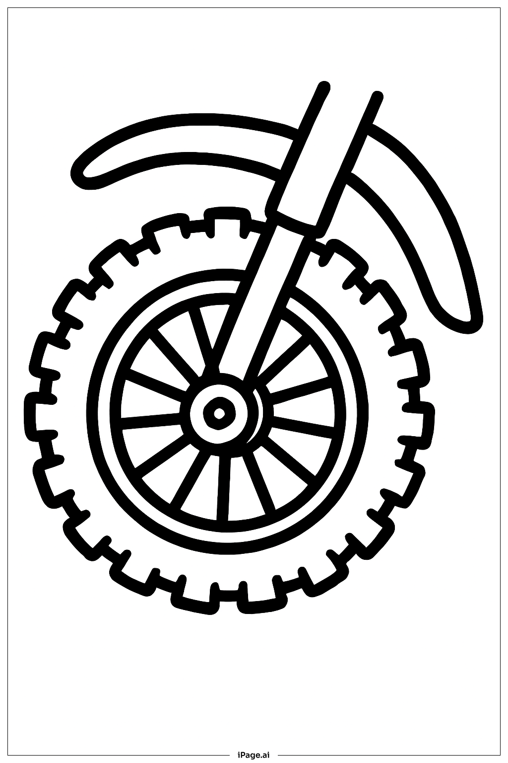  越野摩托車輪近拍著色頁 