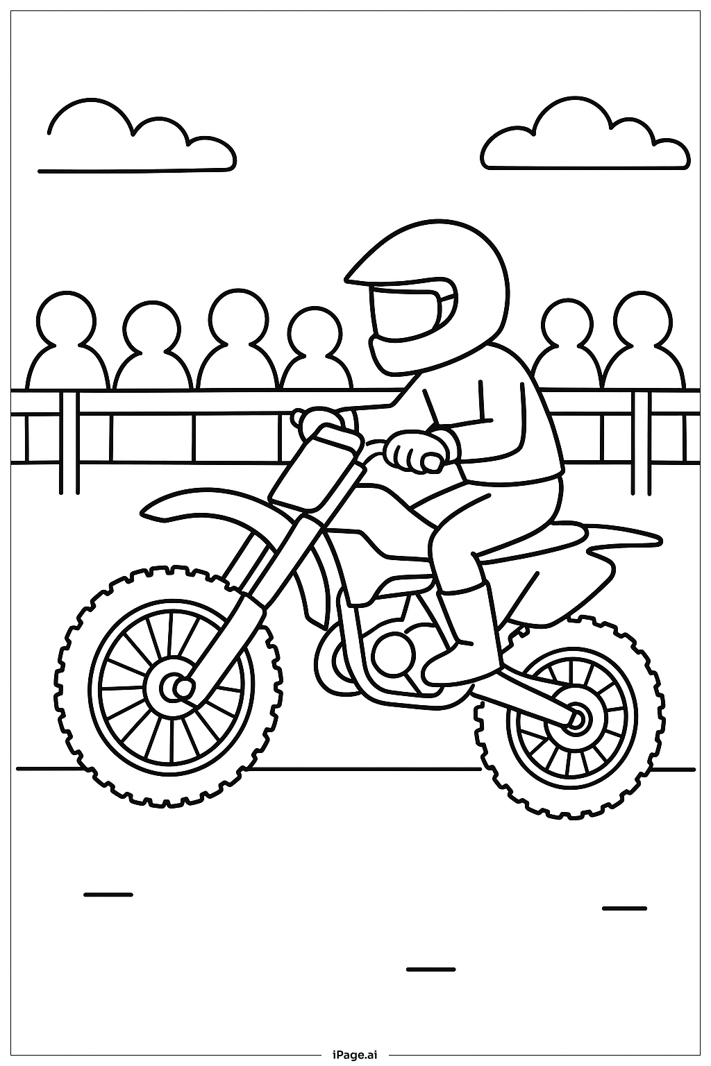  Página para colorir de Moto de Trilha com Público 