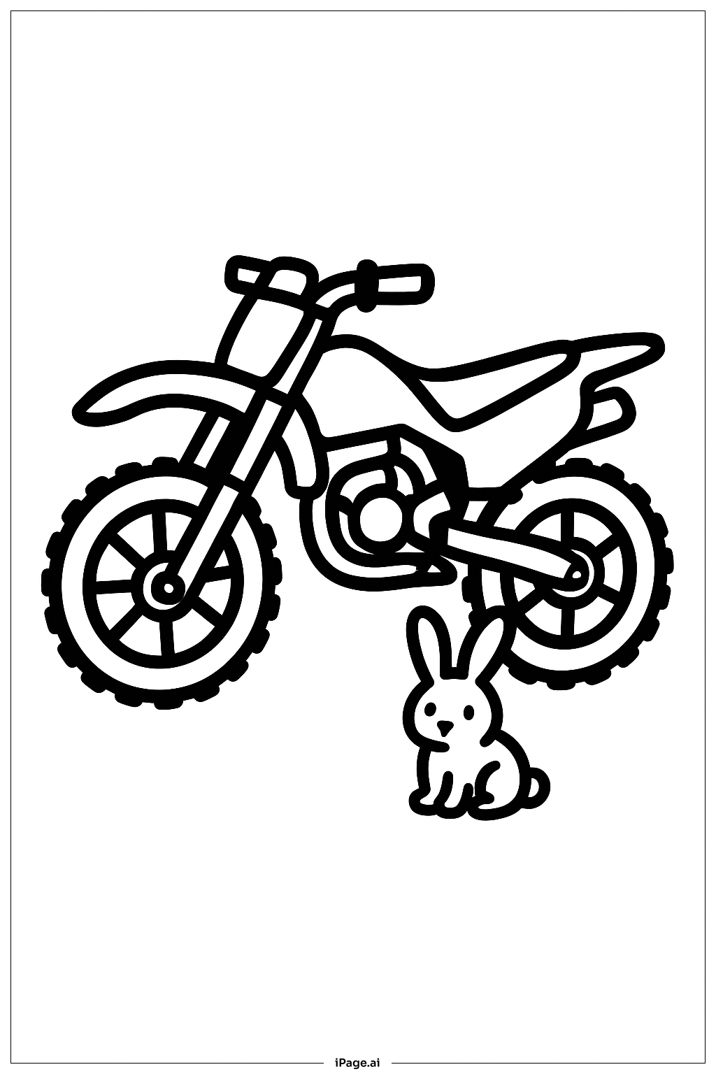  Página para colorir de Moto Off-Road com Coelhinho 