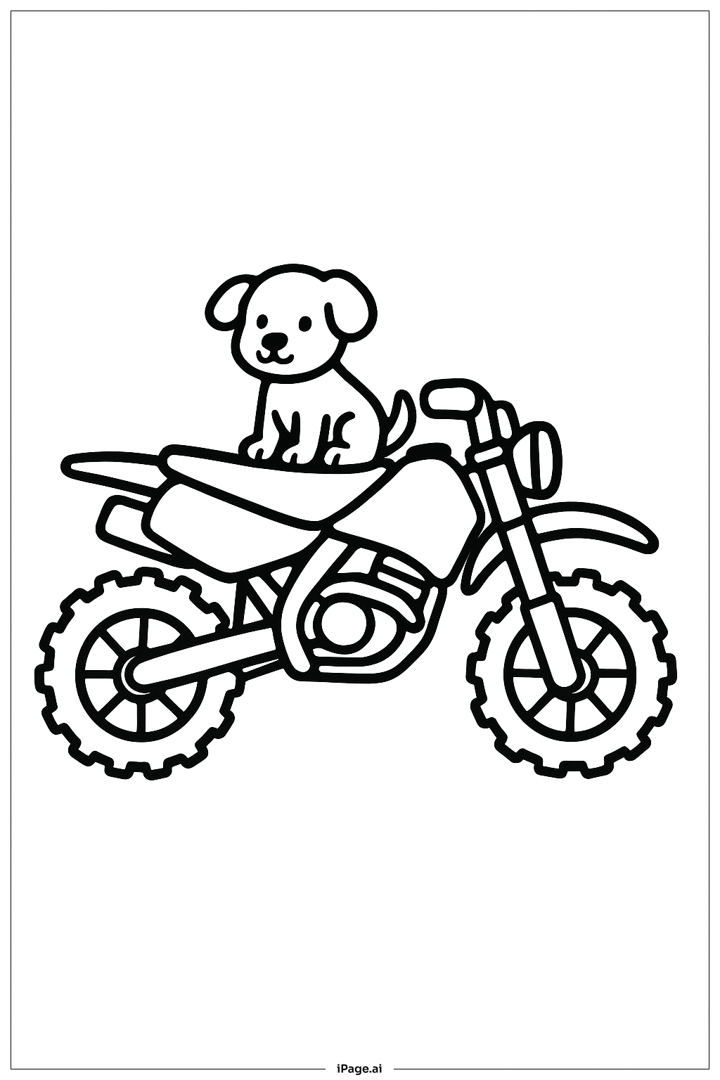  Página para colorir de Moto Cross com Cachorrinho 