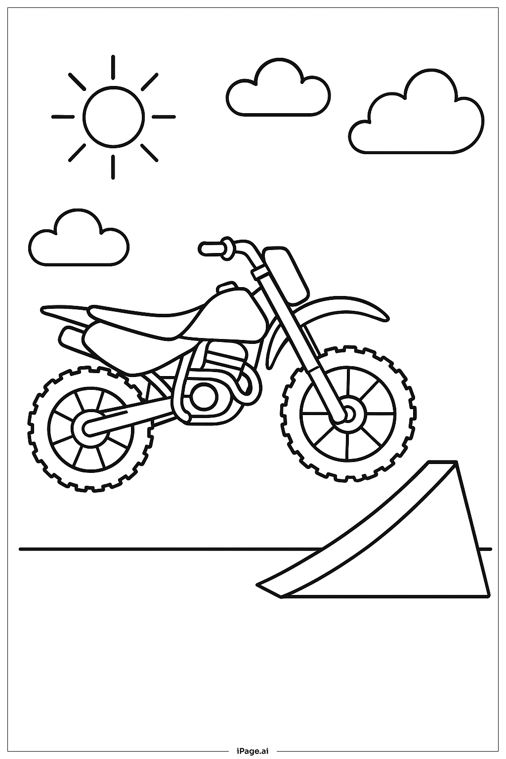  Página para colorir de Moto Cross com Rampa 