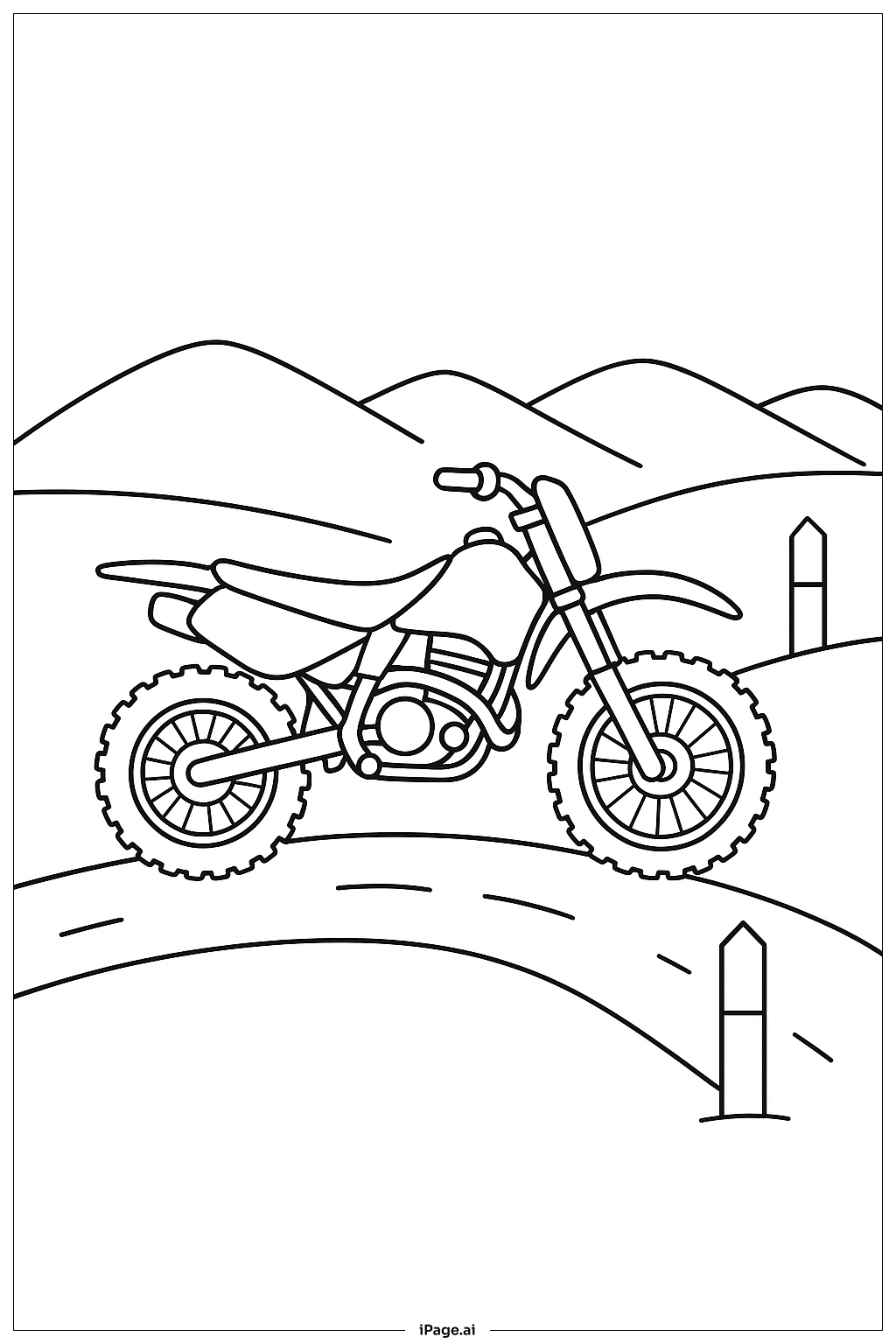  Motocross mit Straßenmarkierungen Ausmalseite 