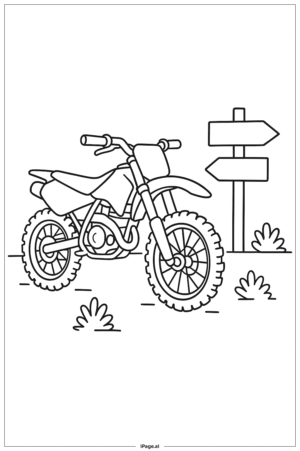  Página para colorir de Moto Off-Road com Placas 