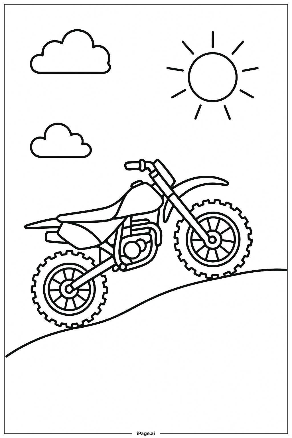  越野摩托車與小山丘著色頁 