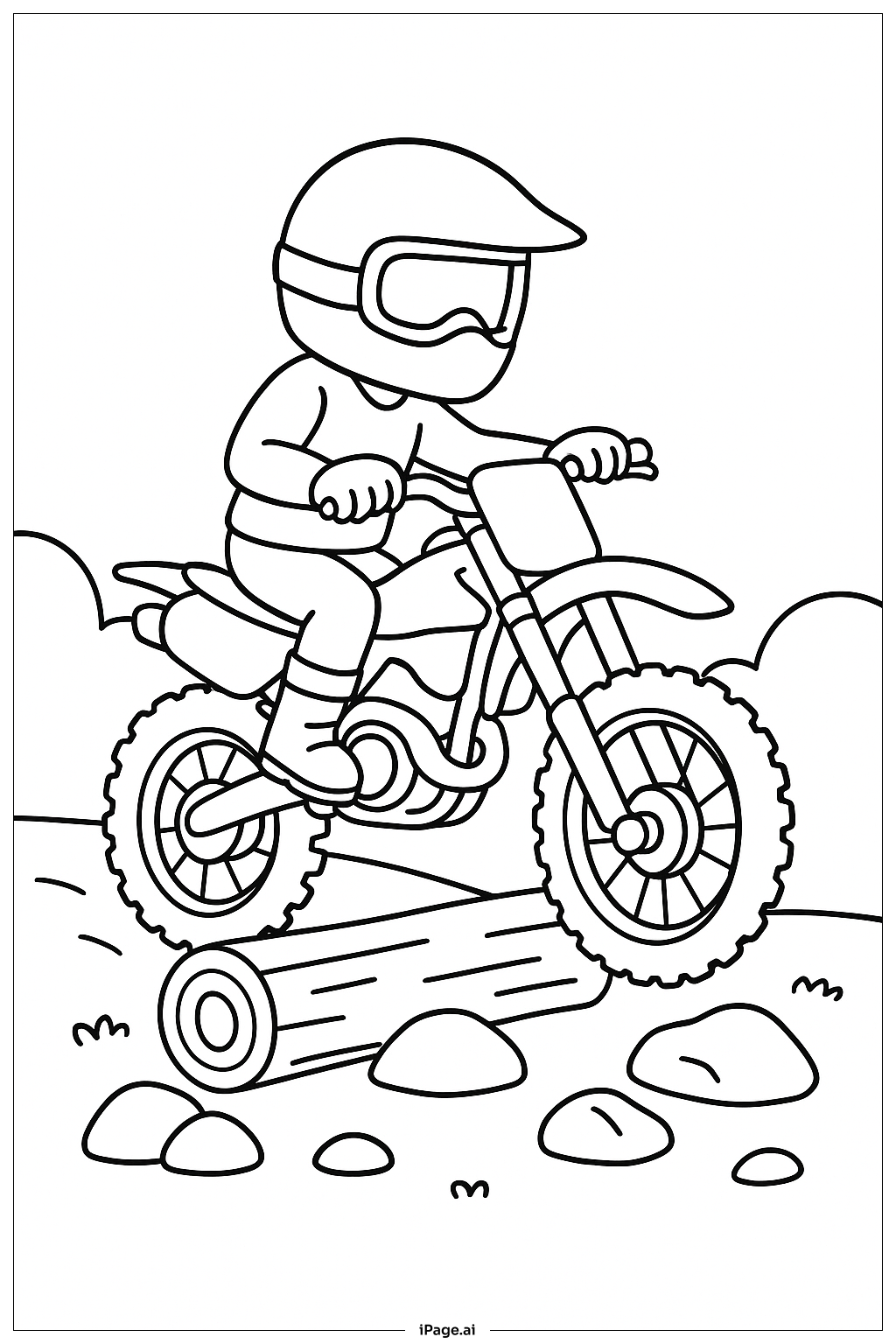  Dirtbike mit kleinen Hindernissen Ausmalseite 