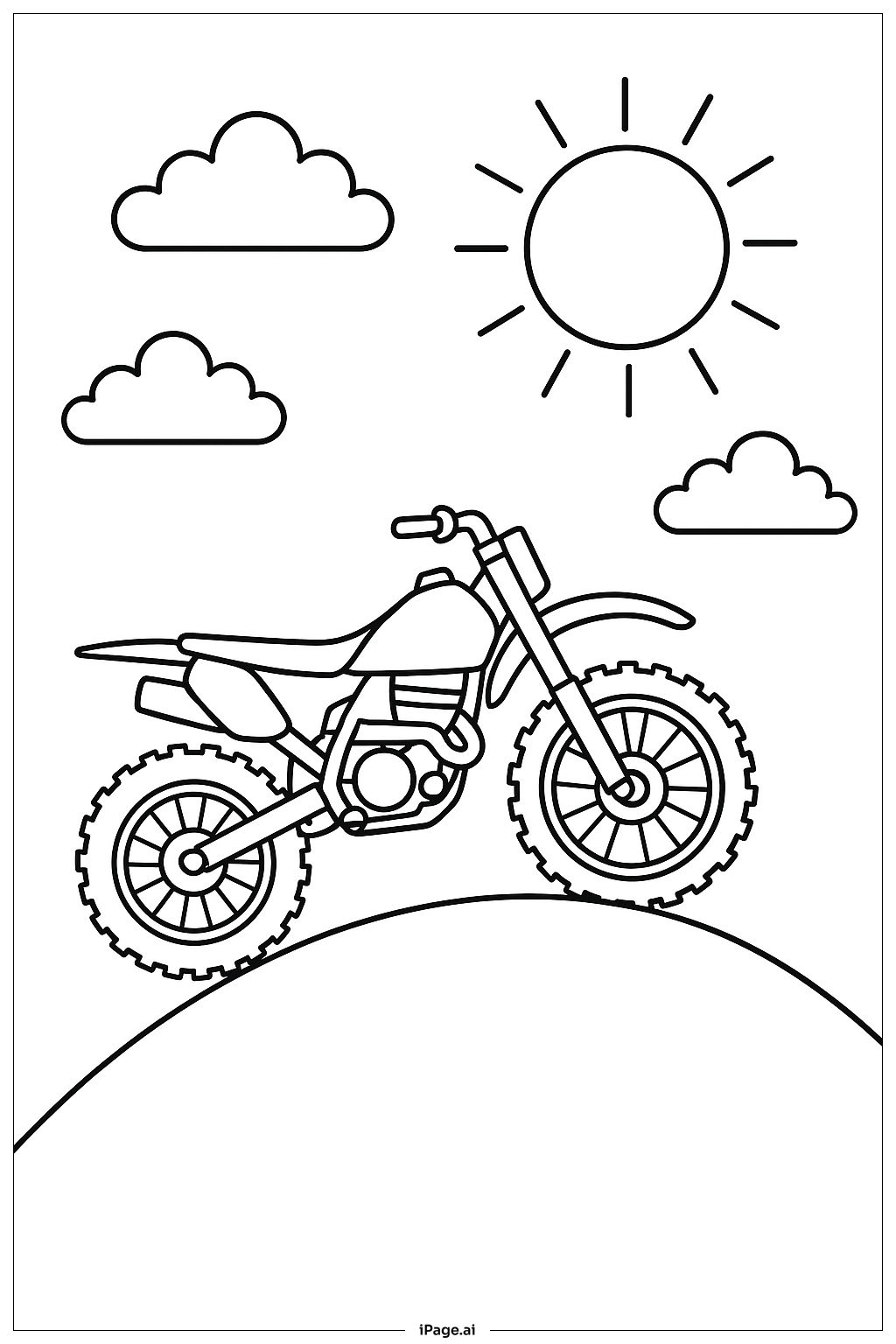  越野機車與太陽著色頁 