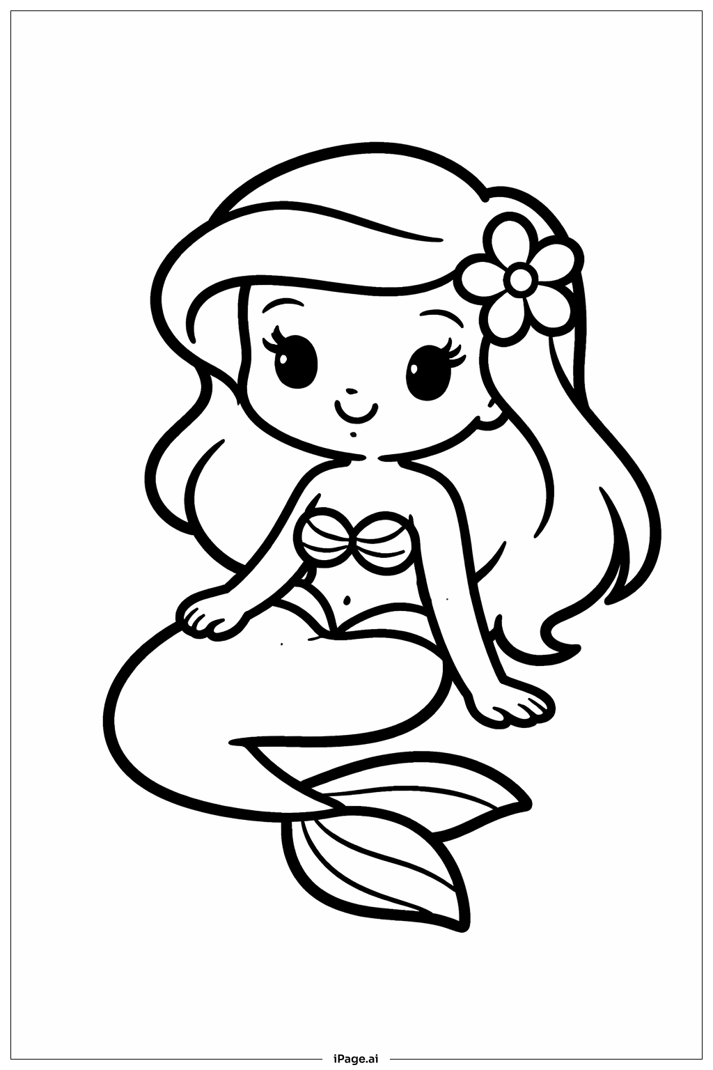 Disney Ariel Little Mermaid Sit Coloring Page