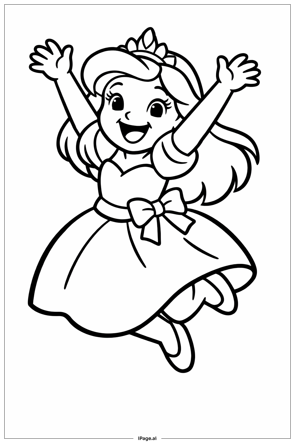 ディズニープリンセス ジャンプの塗り絵ページ