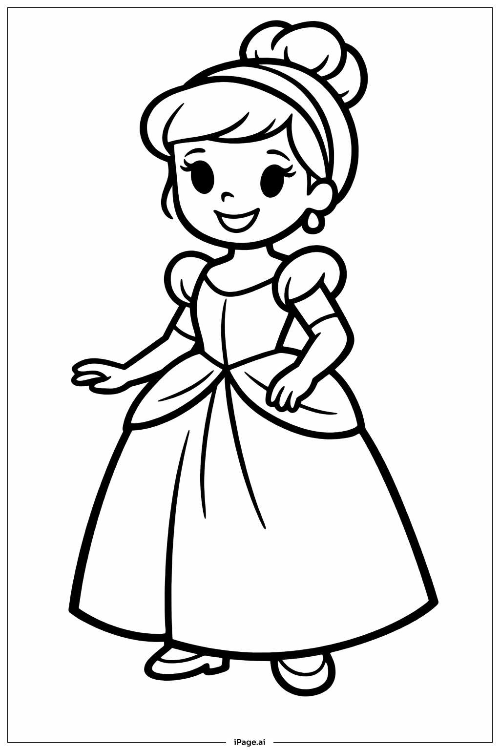  Página para colorear de Posición de pie de la princesa Disney 