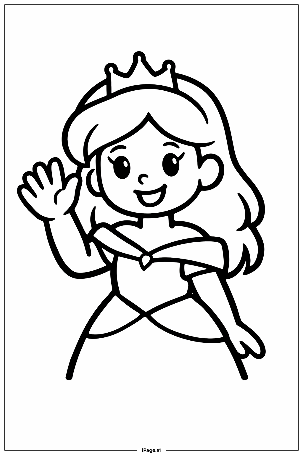 ディズニープリンセス 手を振ってこんにちはの塗り絵ページ