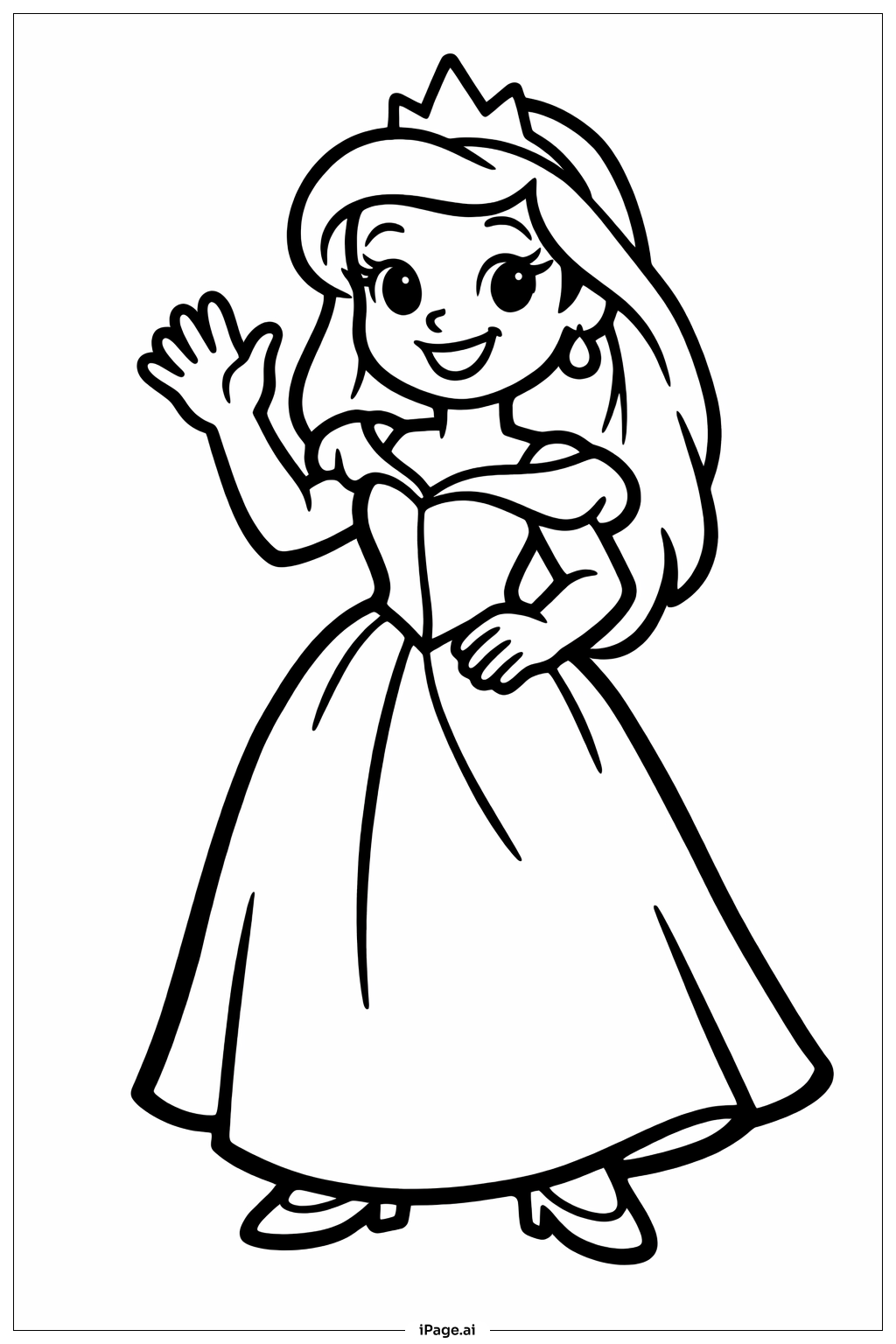  Página para colorear de Princesa Disney saludando 