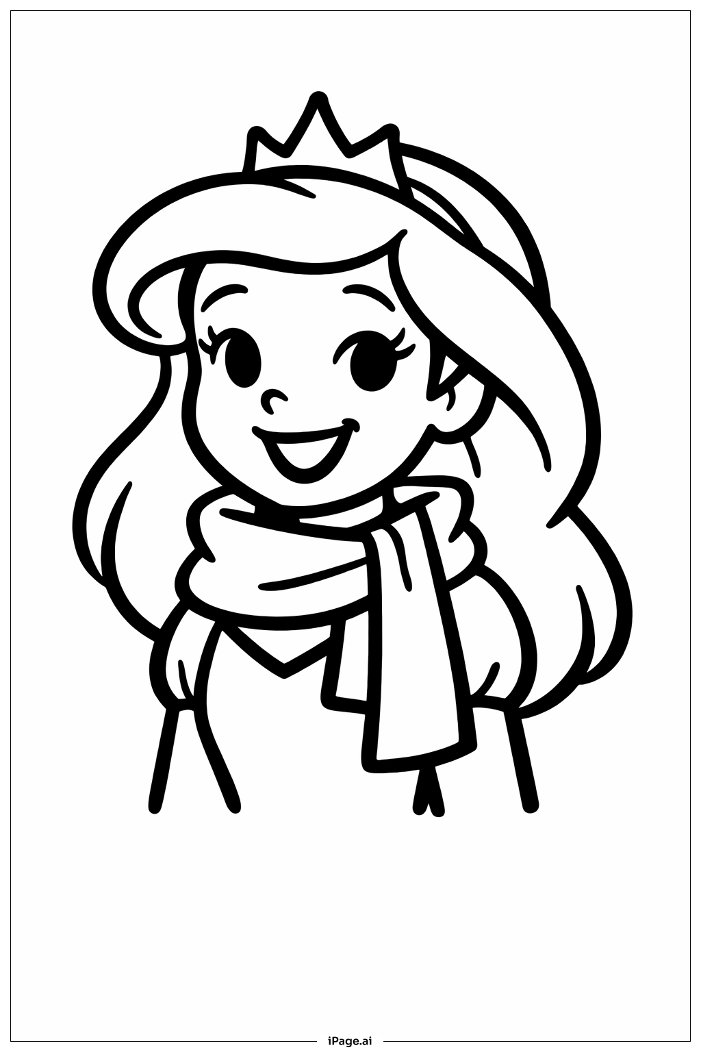 ディズニープリンセスがマフラーを着用の塗り絵ページ