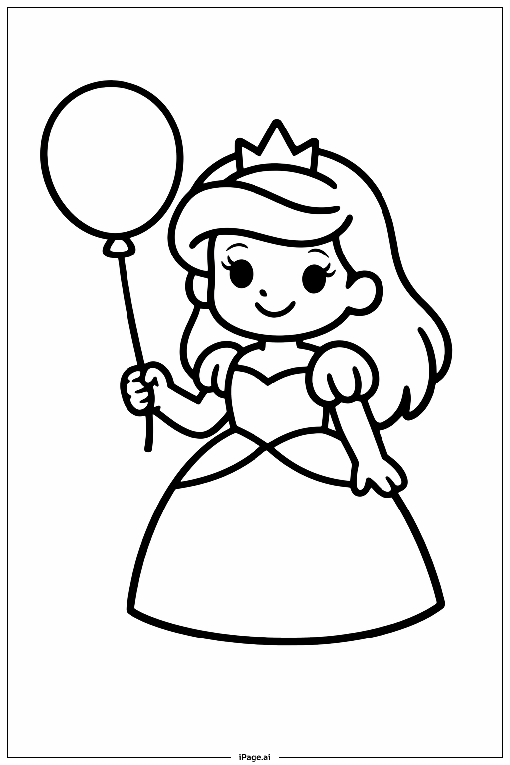  Página para colorear de Princesa Disney con Globo 