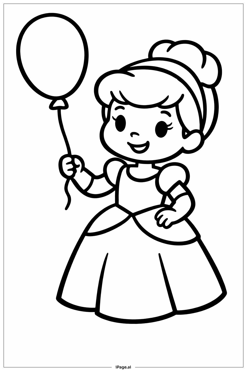  Página para colorear de Princesa de Disney con globo 
