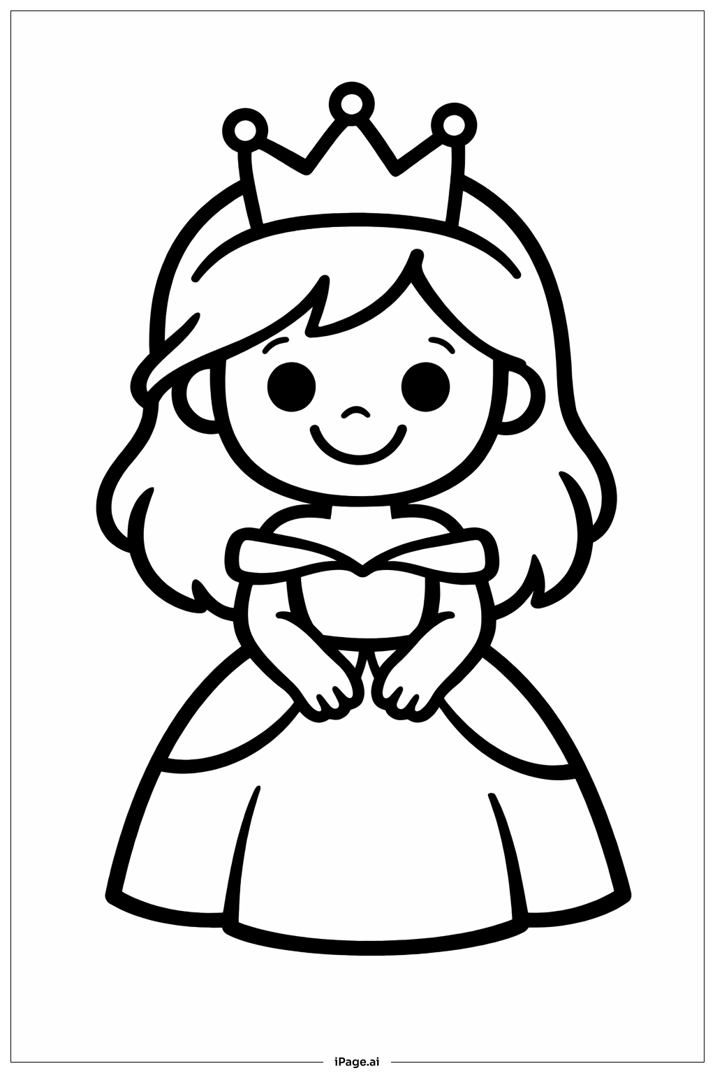 クラウンをかぶったディズニープリンセスの塗り絵ページ